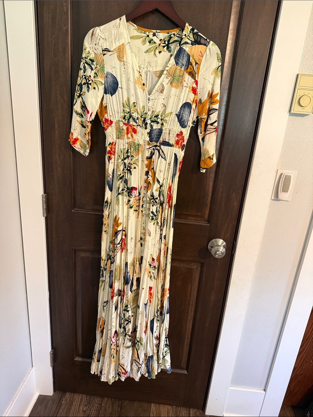 Floral Cream V-Neck Maxi Dress